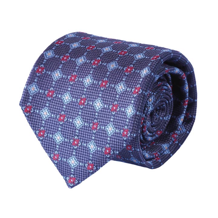 Handmade Geometric Italian Silk Classic Tie - Silver for wholesale by COCHIC