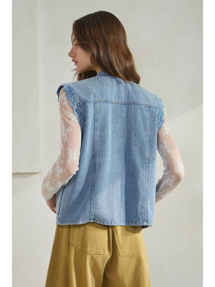 Plus Acid Washed Denim Vest for wholesale on Faire5