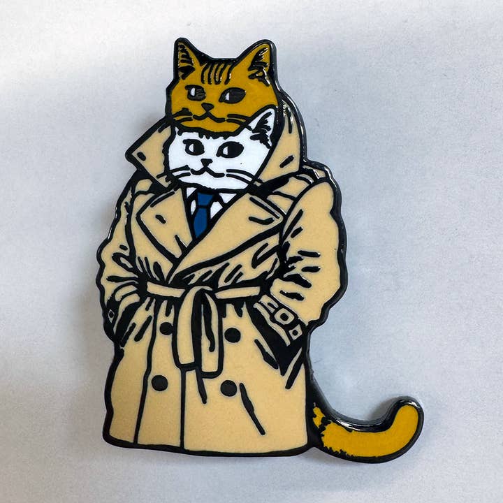Strike Gently - Wholesale Lapel Pin/Button - Trench Cat Pin