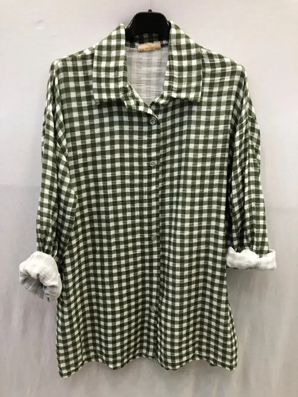 Mimi & Gogo - Vente Chemise à col boutonné – femme - Chemise Vichy Gaze de Coton @2914_ChGazeVichy6