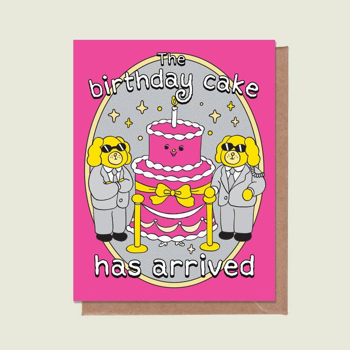 Carte de vœux « Le gâteau d'anniversaire est arrivé » pour la vente par Épée Lapin Studio