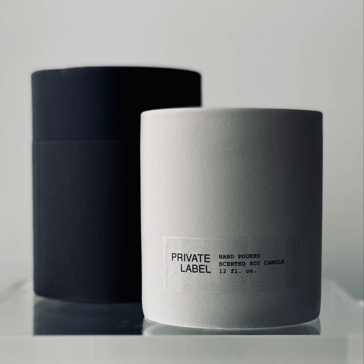 Atelier 880 - Wholesale Jar/Filled Candle - Private Label Concrete Grey Ceramic Candles Gift Box 12 oz