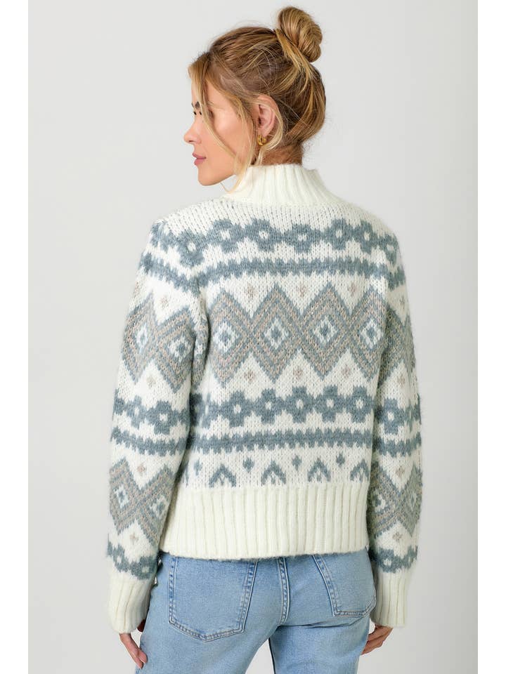 Mystree - Wholesale Knit Sweater - Women's - 60807 Fair Isle Mock Neck Sweater