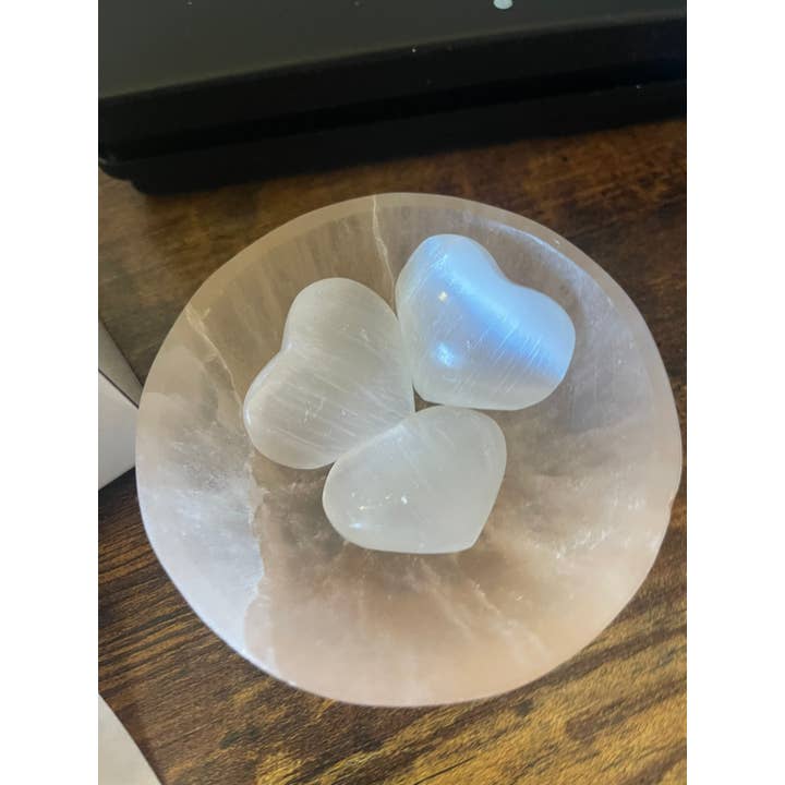 Tumbledshop - Wholesale Spiritual stone/crystal - Selenite Crystal Hearts, Heart Shaped Crystal, Puffy Gemston7