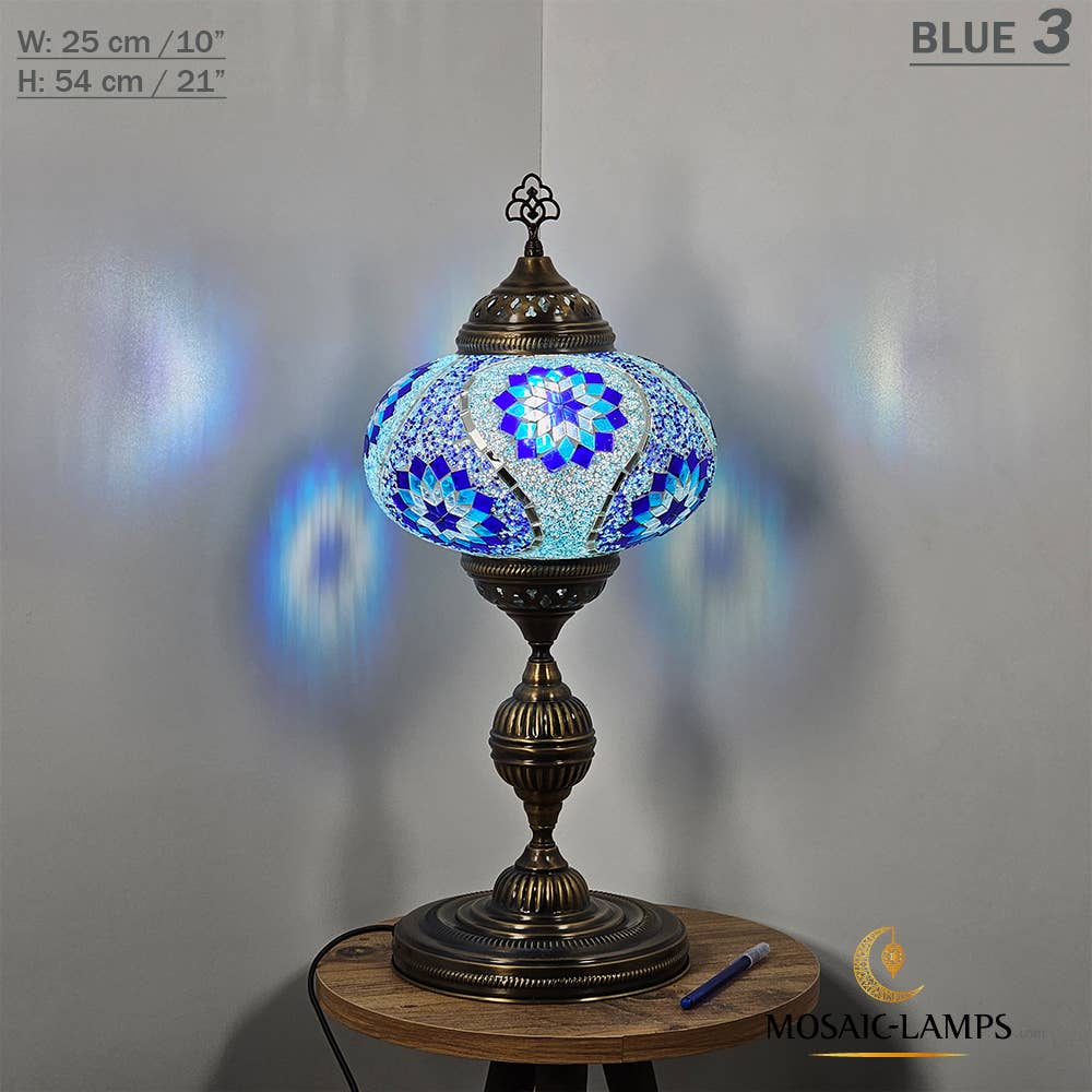 Mosaic Lamps - Wholesale Accent/Desk Lamp - 10+ Colors - Turkish Mosaic X Large Globe Table Lamp, Marrak7