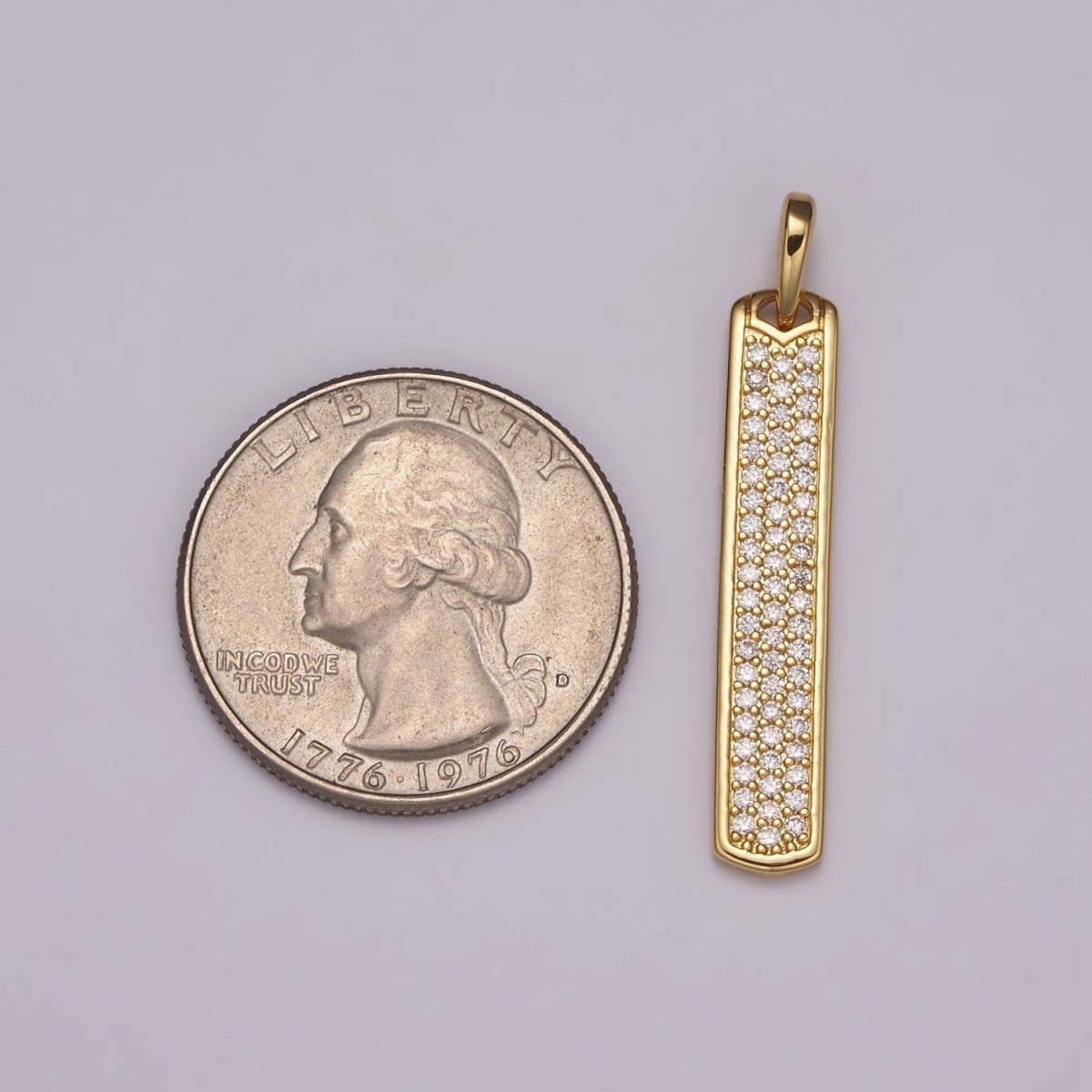 Aim Eternal - Vendita all'ingrosso Ciondolo/pendente - Pendente lungo a barra CZ placcato in oro 24K, pendenti a barra in argento N-1453 N-14542