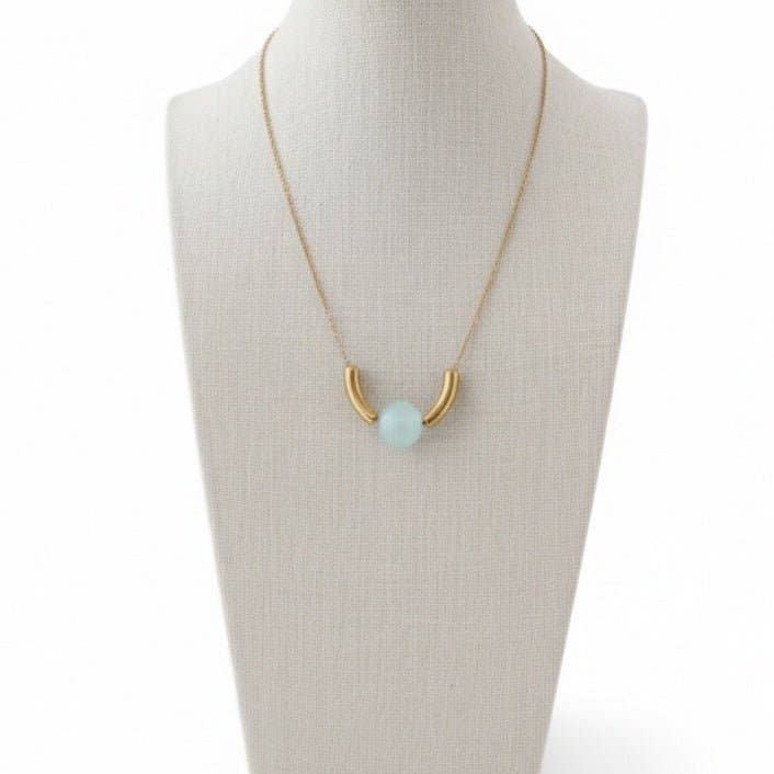 OE! - Wholesale Pendant/Charm Necklace - LUXURY SPHERE - Elegant Necklace with Blue Crystal and Gold Pendant - Minimal Jewelry Made in Italy3