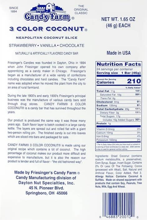 O'Shea's Candies Sweet Shop - Wholesale Chocolate Covered Sweets - Nostalgic 1894 Original Candy Farm Coconut 🥥Slices 24ct Box4