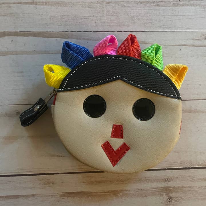 Mexican Doll Lele Kawaii Faux Leather Coin Purse for wholesale by Viva Greetings