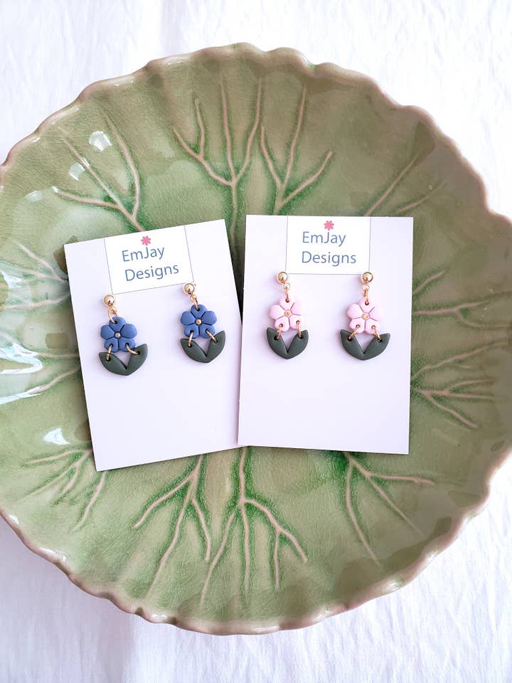 Flower Polymer Clay Dangle Earrings for wholesale by EmJay Designs