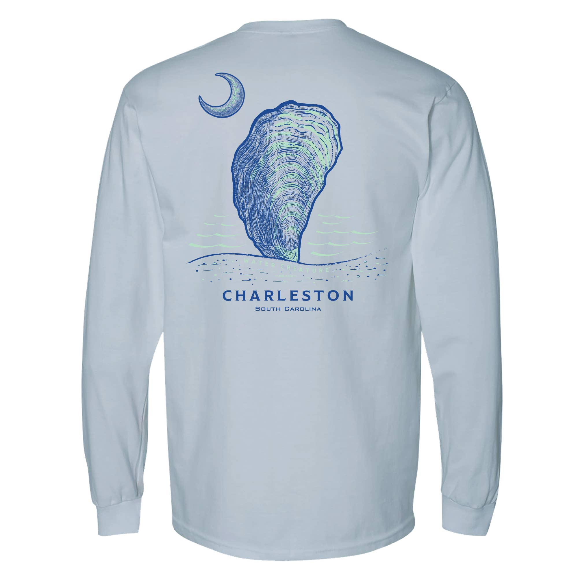 Charleston Apparel - Wholesale Screen Printed T-Shirt - Unisex - Customizable Oyster Etching Long Sleeve - original drawing.6