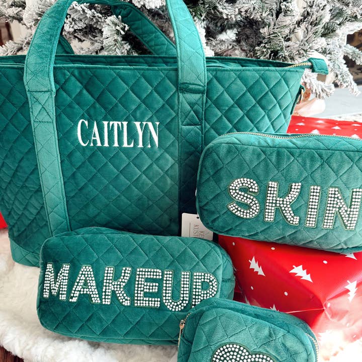 KENZKUSTOMZ - Wholesale Tote Bag - Women's - Velvet Tote - Cream & Green