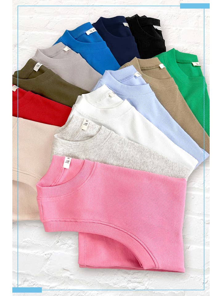 La Miel - Wholesale Tank Top - Women's - HUT7340-Stretchy Basic Ribbed Sleeveless Crew Neck Top28