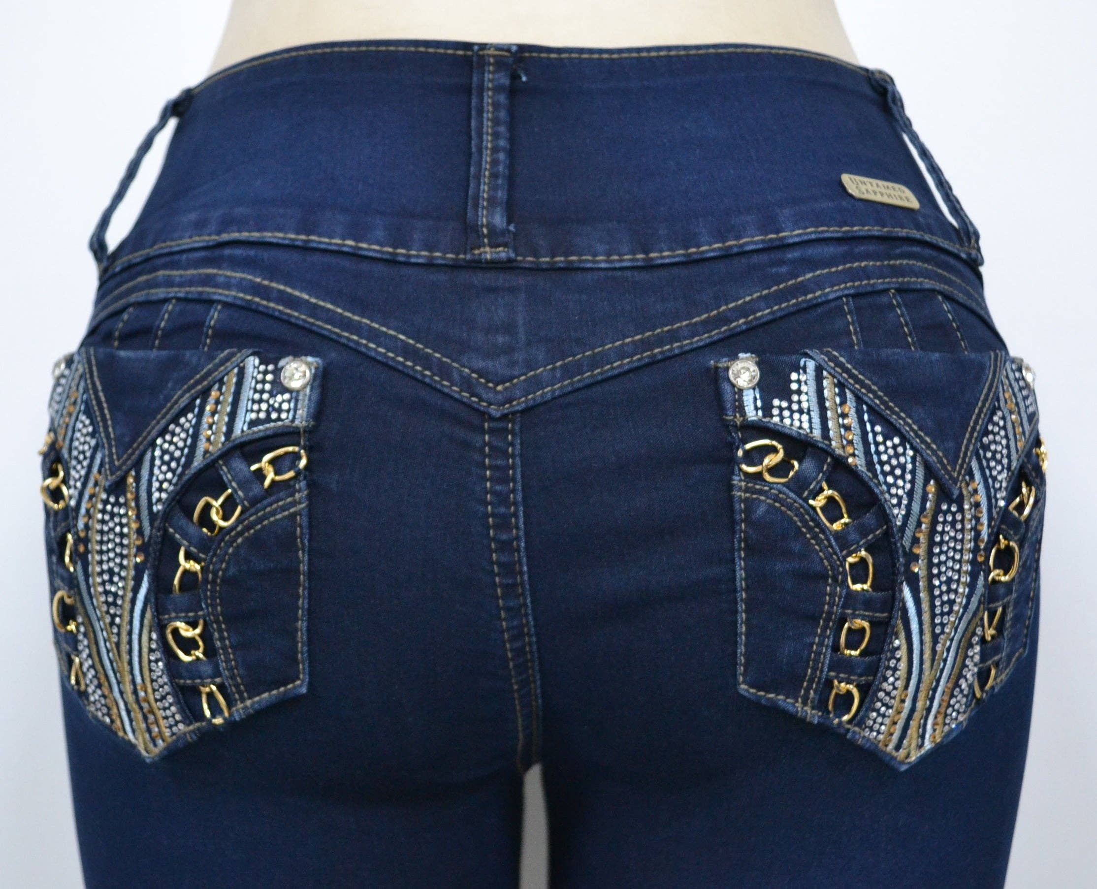 Blue USC-F015 Sexy Olivia Butt Lifter Levante Cola Jean for wholesale on Faire1
