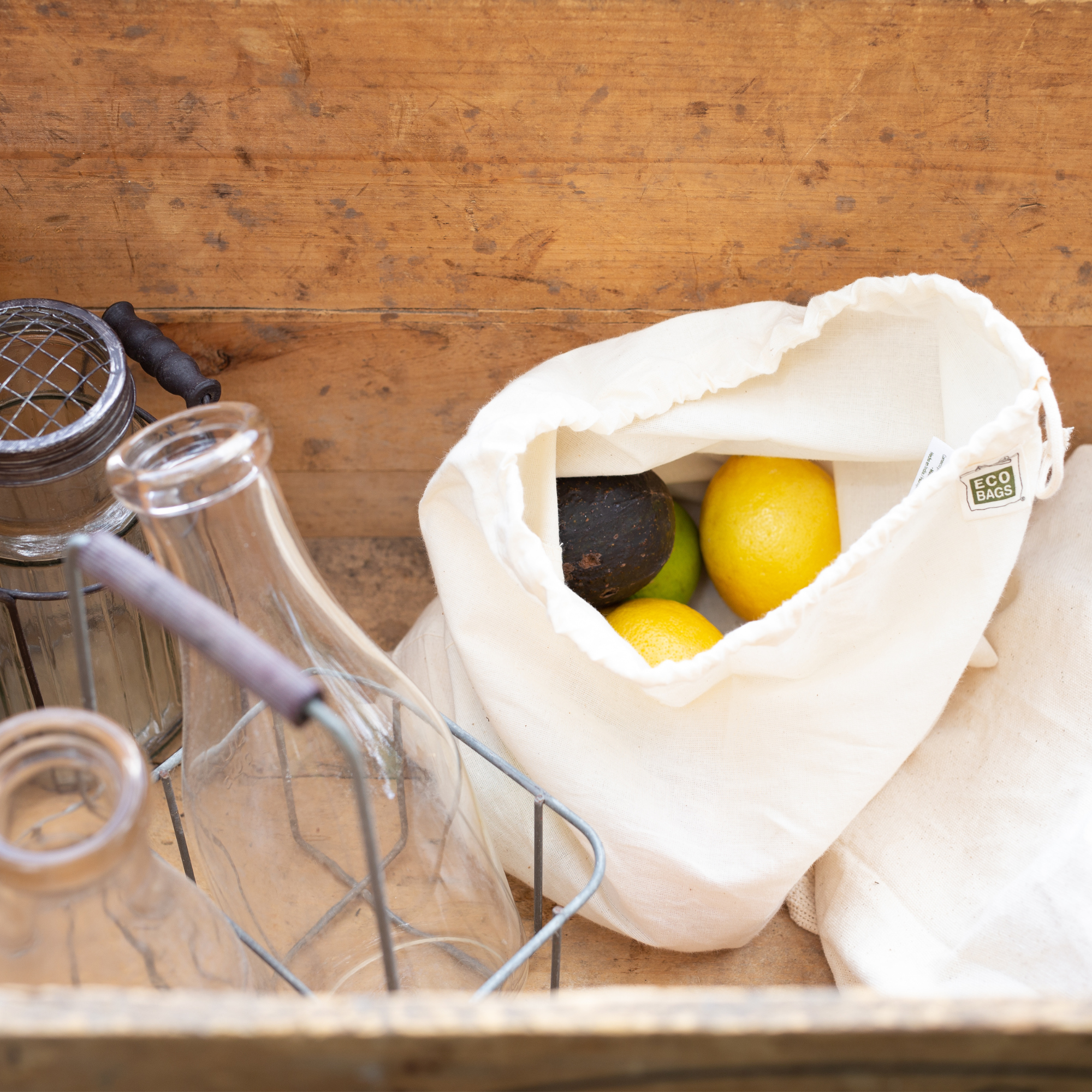 ECOBAGS - Vente Sacs de course/à provisions - Sac réutilisable pour fruits et légumes en coton biologique4