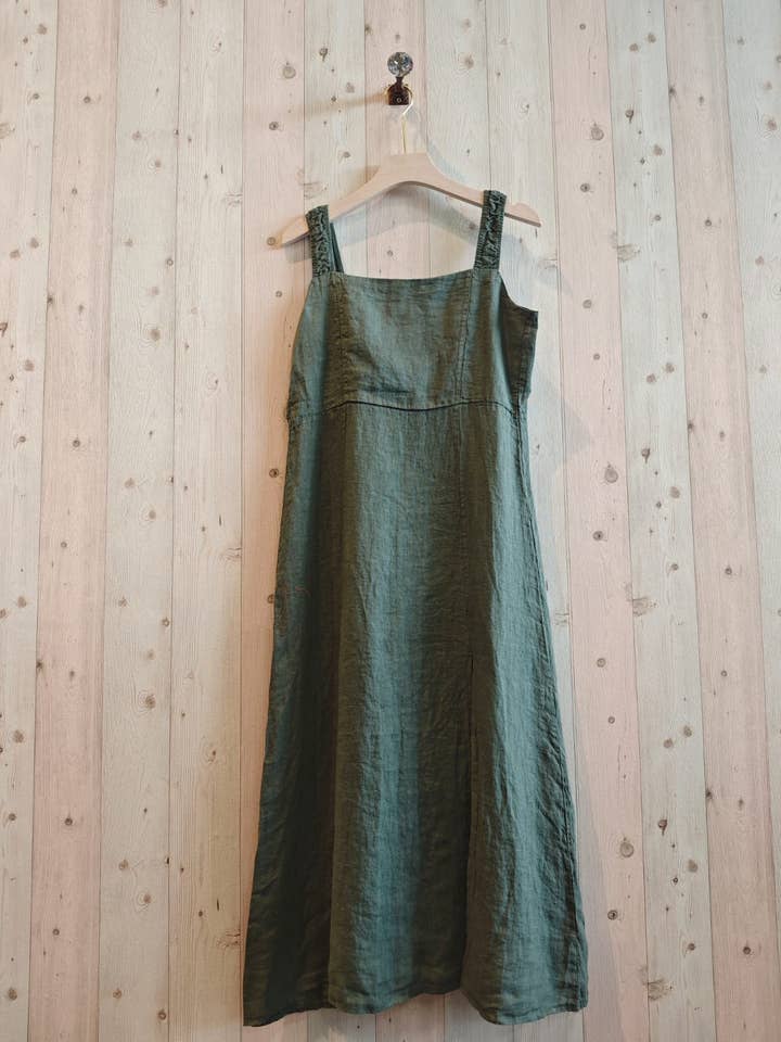 Linen & More - Wholesale Dress - Women's - REF 25044 DRESS WITH STRAIGHT NECKLINE 100% LINEN
