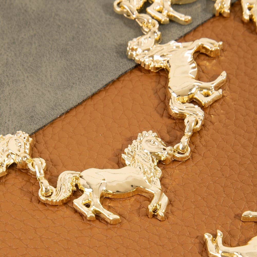 Collections by Fame Accessories - Wholesale Belt - Women's - Multi Horse Chain Belt2