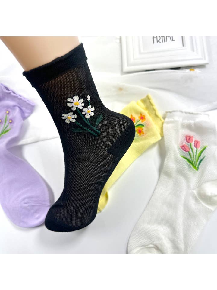 7DAYSSOCKS - Wholesale Socks - Women's - Women's Crew Mesh Romantic Day Socks7