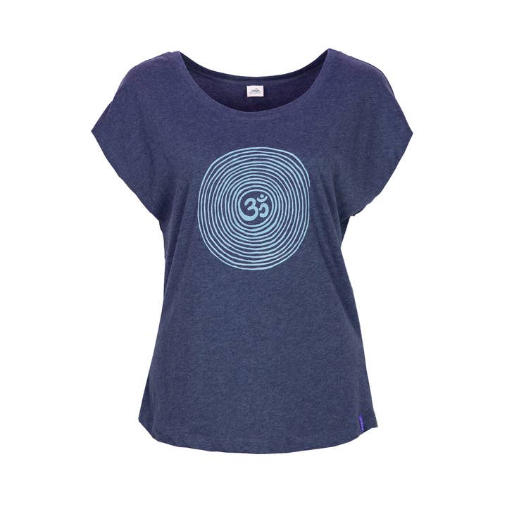 Jaya - Wholesale Screen Printed T-Shirt - Women's - Om yoga shirt, Om spiral front print, melange look, dance, yoga4
