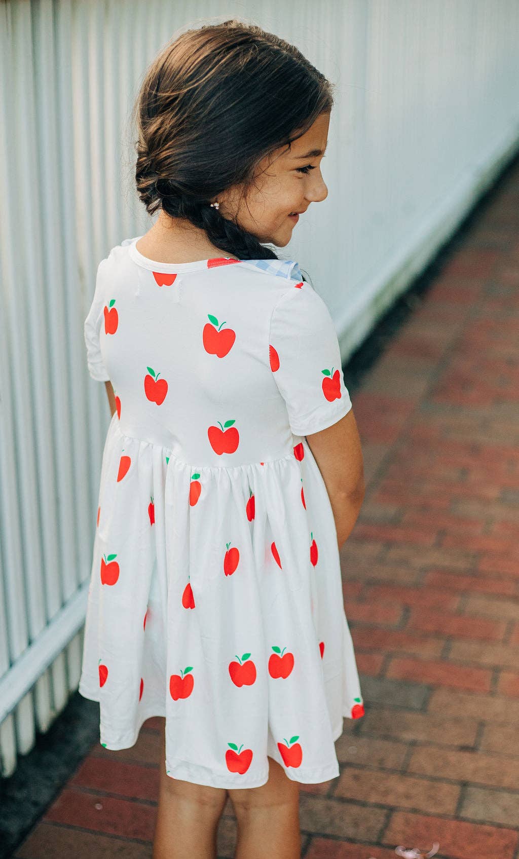 Sugar Bee Clothing - Wholesale Dress - Kids - Back to School Outfit - Red Apples Twirl Dress5