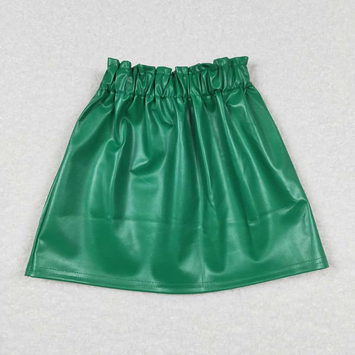 Baby Girls Green Color Pleather Skirts for wholesale by Aier Wholesale