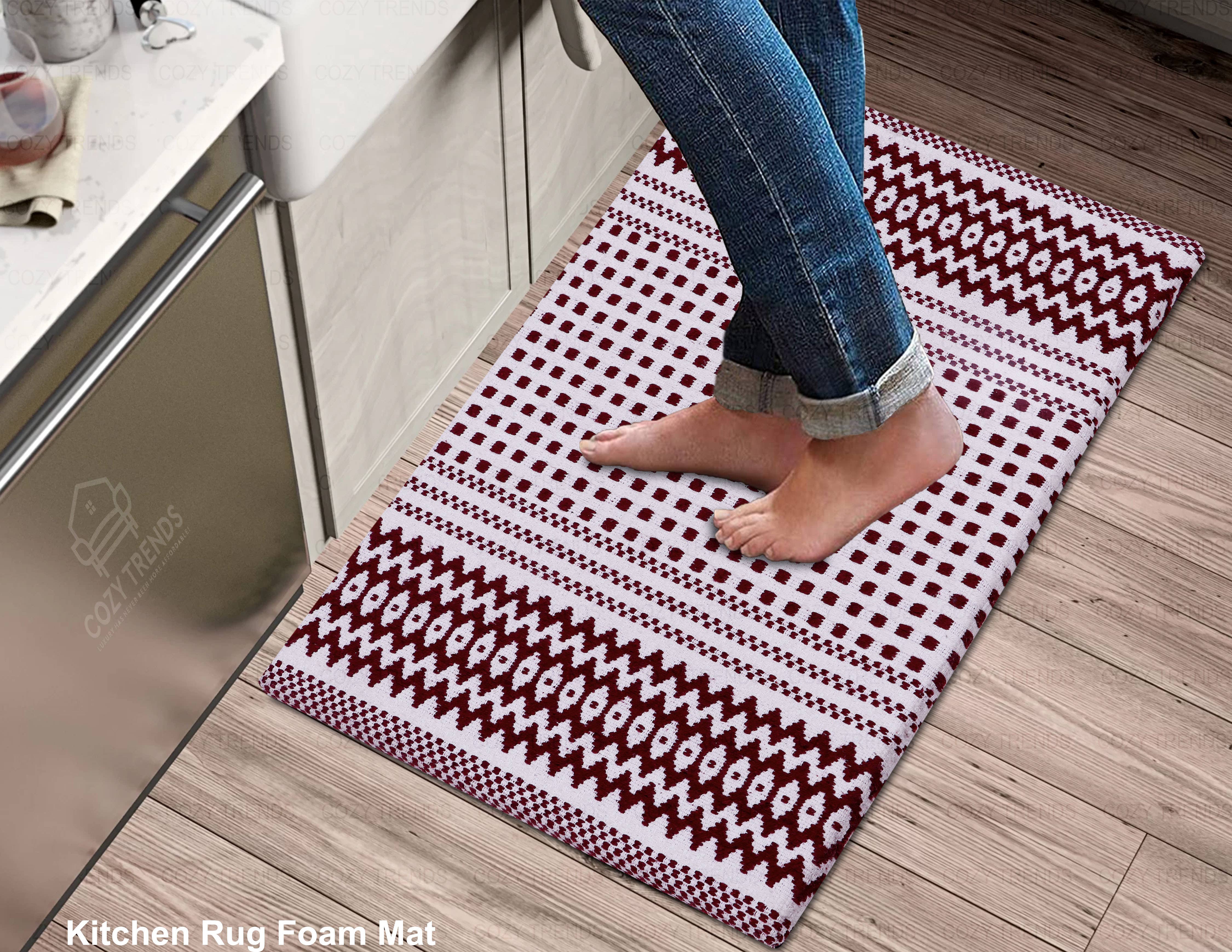 COZY HOMES COLLECTION - Wholesale Floor Mat - Cotton Woven Anti Fatigue Cushioned Kitchen Mat 18X30''9