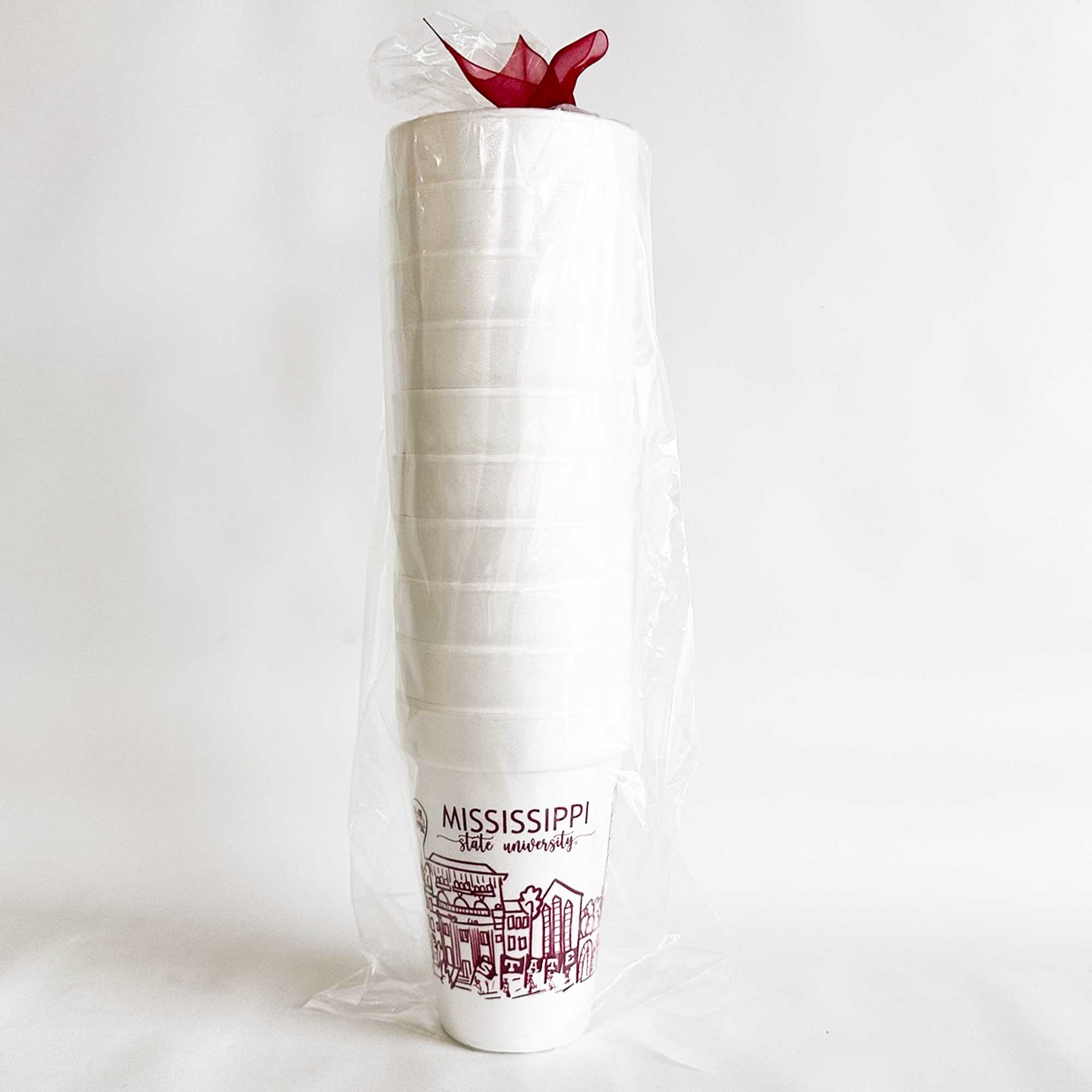 Two Funny Girls - Wholesale Disposable Cup - Foam Cup 10 Pack {Mississippi State Skyline - Starkville}4