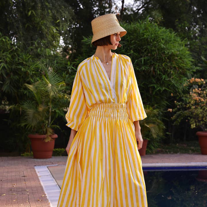 Porto Skirt Yellow Stripe for wholesale by Maison Marigold