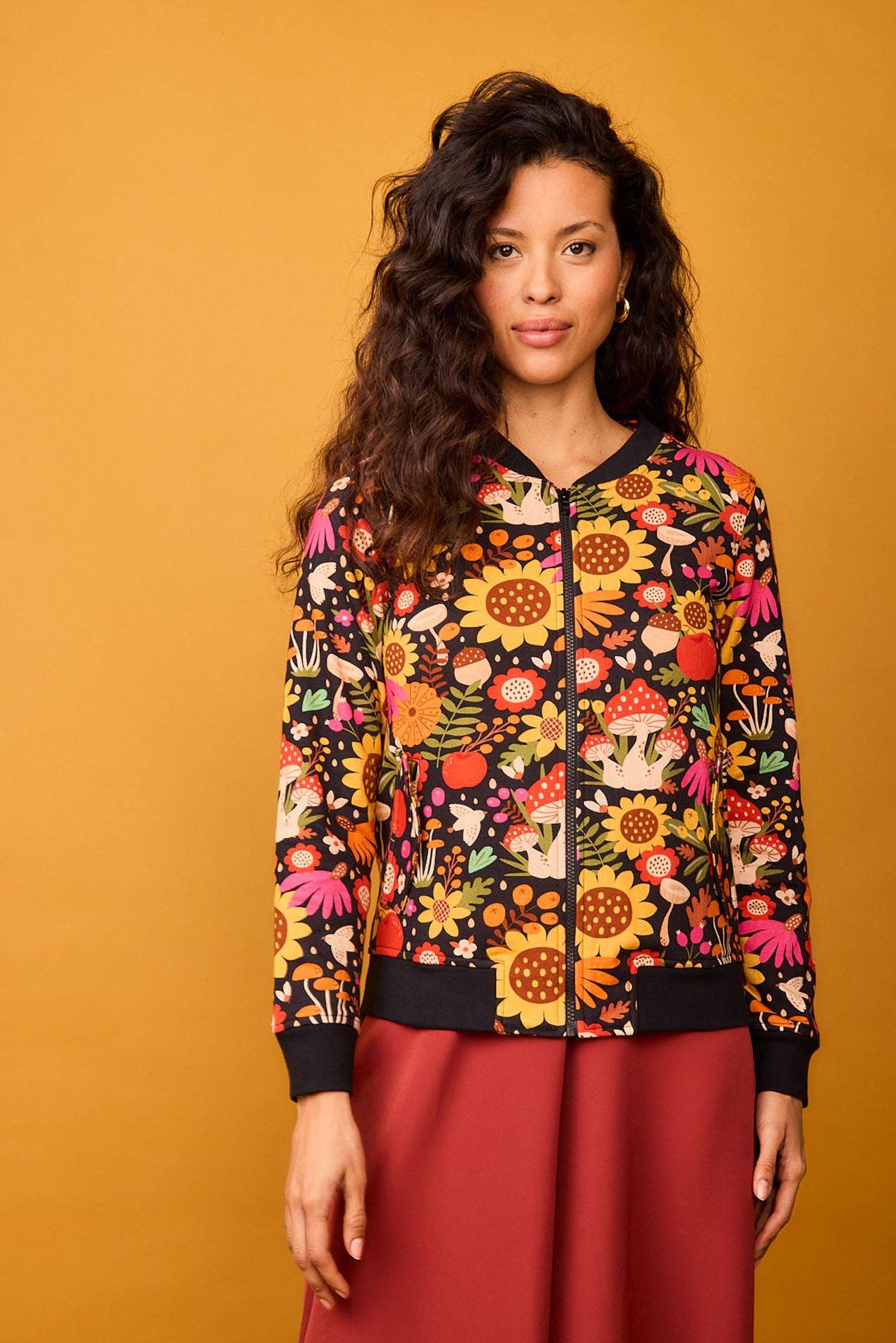 Smile - Wholesale Bomber Jacket - Women's - White Sunflower Forest Bomber1