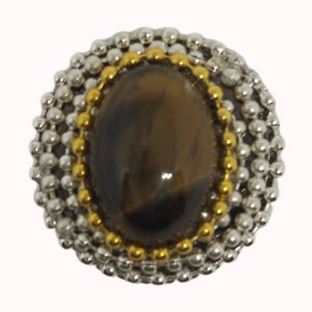 CLAP AIMANT ŒIL DE TIGRE ARGENT pour la vente par CLAUDIA DE ROSA JEWELRY