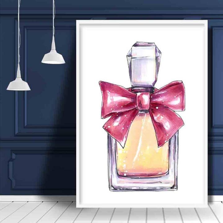 Artze Wall Art - Wholesale Poster - Gele parfumfles met roze strik poster2