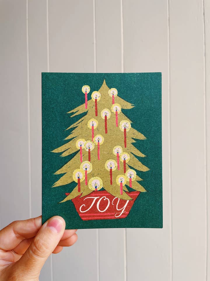Joy Candle Tree Card for wholesale by Small Adventure