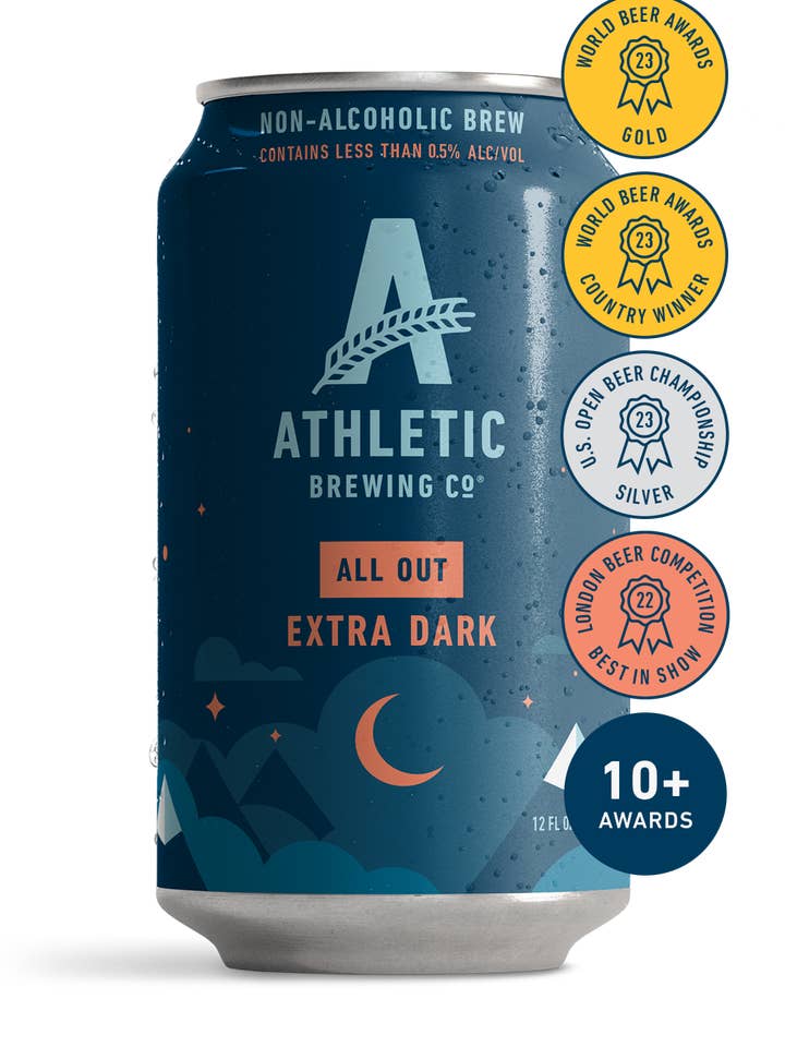 All Out Extra Dark (Non-Alcoholic) 24-Can Case of 4x6-Packs for wholesale by Athletic Brewing Company