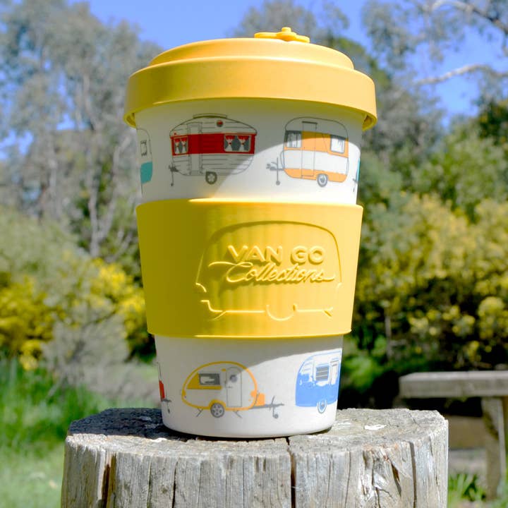 Amarillo otoño Taza de viaje de bambú | 400ml | Colecciones Van Go 'Otoño' Amarillo de venta al por mayor en Faire2