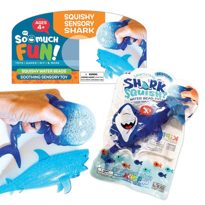 Novelty Brands - Wholesale Squishy Toy - Kids & Baby - Squeeze and Squish Shark Water Bead Ball Toy- 12/Display