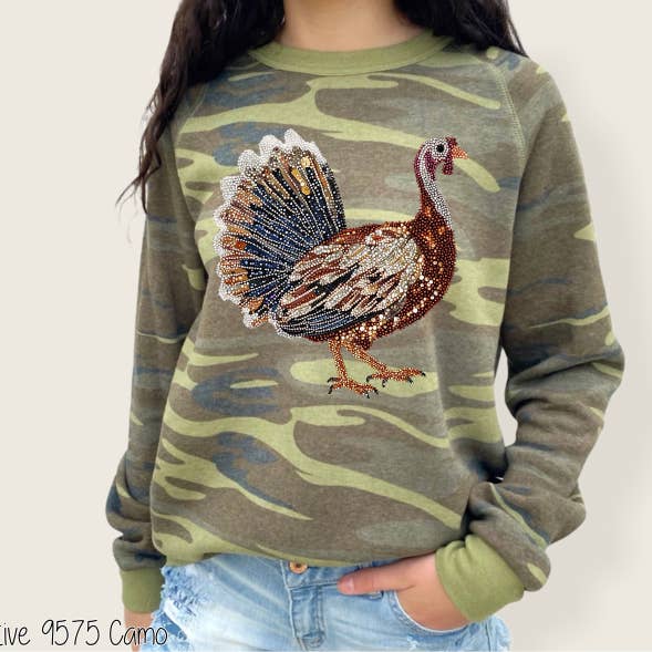 Bama Screens - Wholesale Screen Printed T-Shirt - Women's - Turkey Faux Rhinestones #BS84126