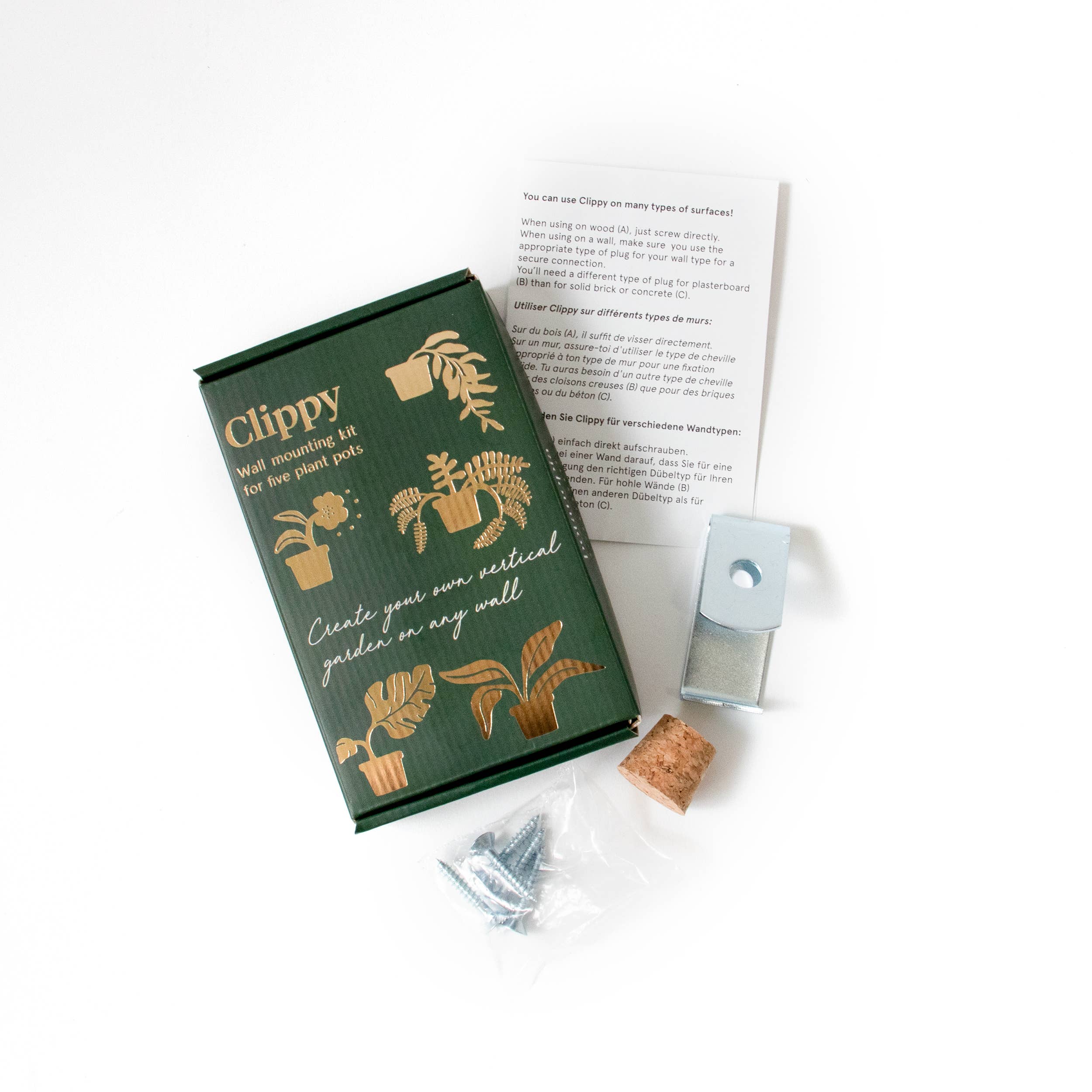 Botanopia USA - gifts , decor and cards for plant lovers - Wholesale Wall Planter - Clippy - Wall mounting kit for 5 plant pots18