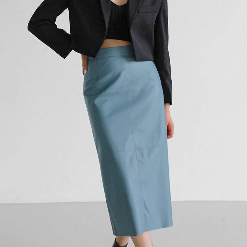 Marayn – wholesale Skirt – Women’s – 2025 NEW Vintage Faux Leather Slit Skirt AutumnWinter5