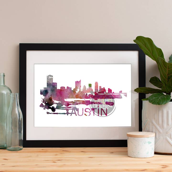 Austin Watercolor Skyline, Austin Skyline, Austin Art, Austin Poster, Austin Print, Austin Art, Austin Map, Austin Wall Art, Texas Art WCS12 for wholesale by DreamMachine Prints