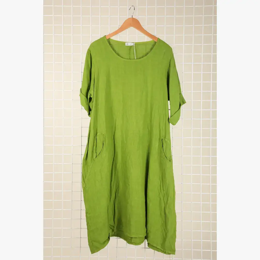 la maison des fibres naturelles - Wholesale Dress - Women's - Round neck dress in 100% linen 676119