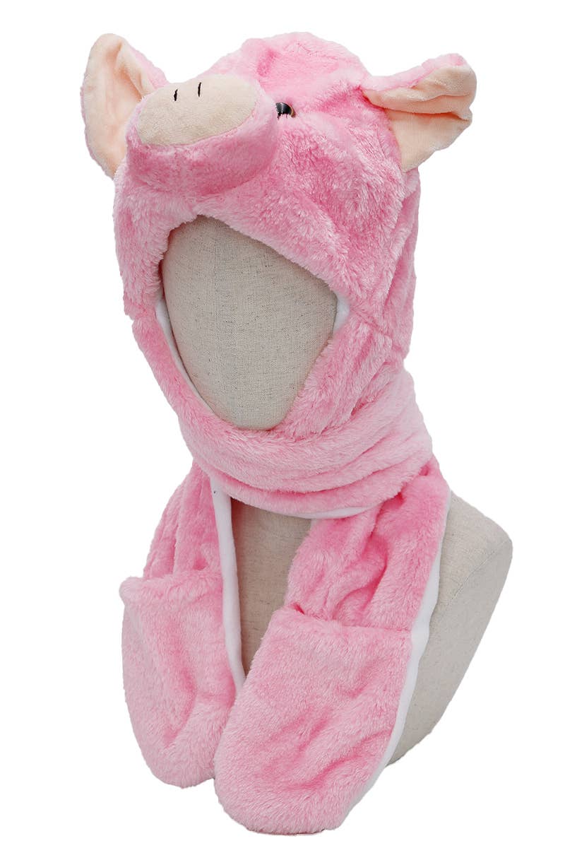 ASSORTED Animal Pals Fuzzy Plush Hat With Long Ear Flaps for wholesale on Faire24