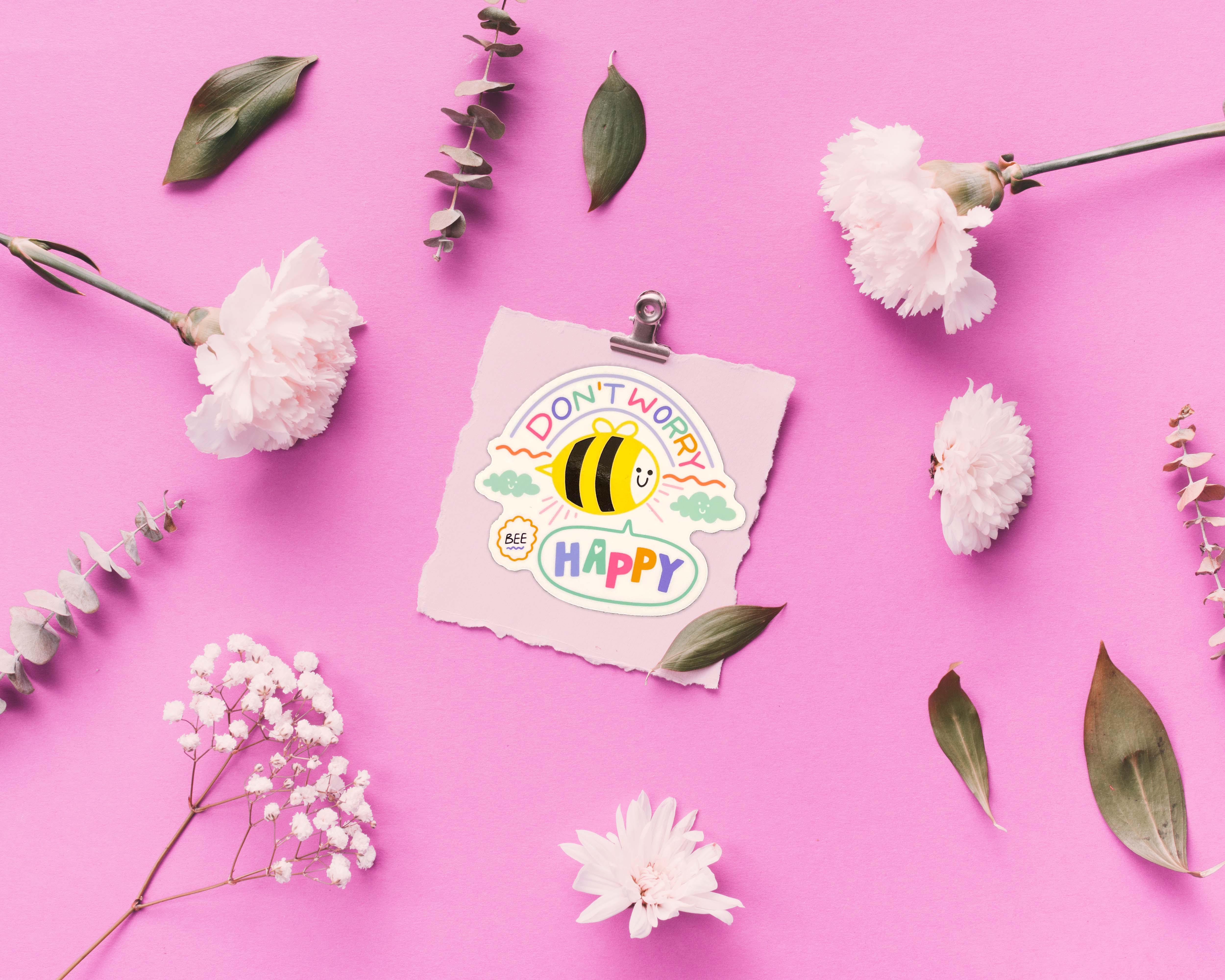 Neha Lee Designs - Wholesale Sticker - Don't worry bee happy handmade glossy sticker6