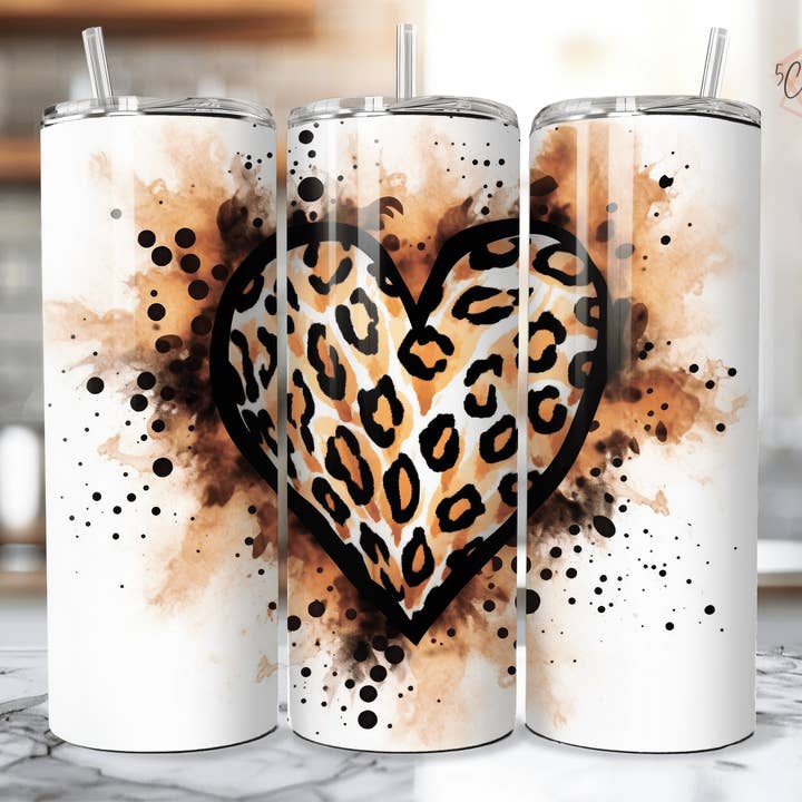 Leopard Heart Valentines Tumbler for wholesale by 5C's Wholesale