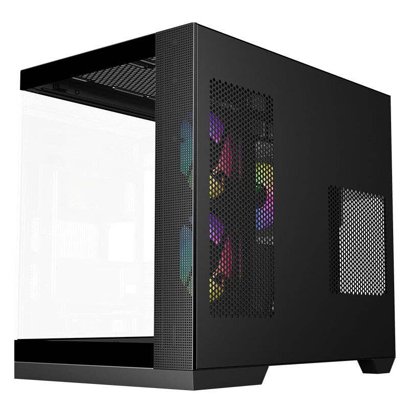 ITEK - Wholesale Bureau-organizer - ITEK DARK CAVE DS gaming tower met ATX, 3x 12 cm ARGB-ventilatoren, 2x USB 3.0, Type-C, gehard glas aan zijkant en voorkant7