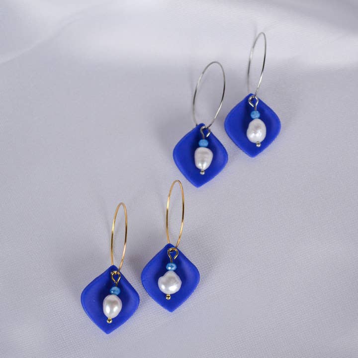 Creoles Leyla in Blue for wholesale by Linati Studio