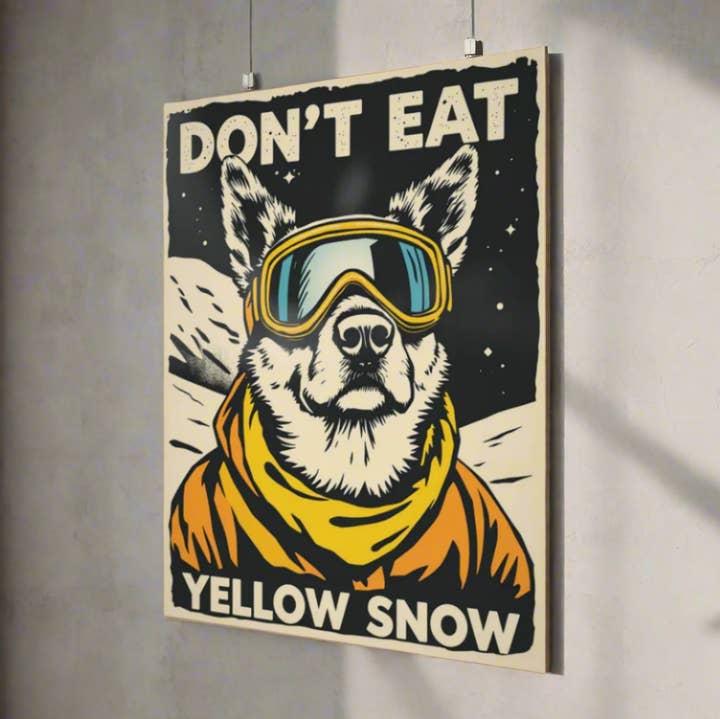 Sofs Designs - Wholesale Poster - Poster Don't eat yellow snow for your home made with our Ski art style graphics