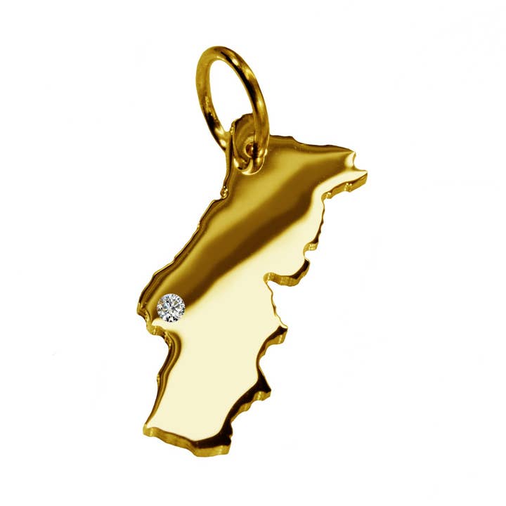 Necklace pendant in the shape of a map of Portugal for wholesale by S.W.w. Schmuckwaren GmbH