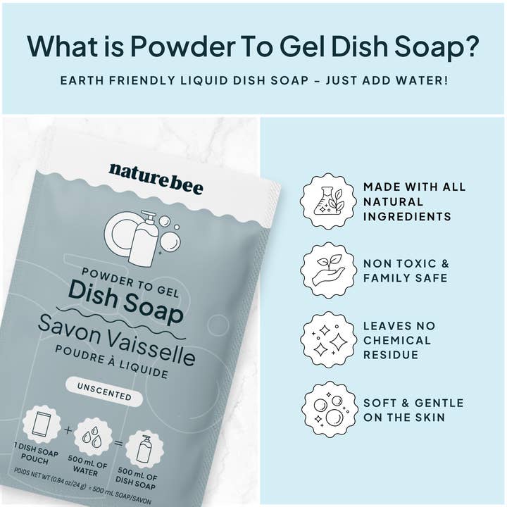 NATURE BEE - Wholesale Dish Soap - Unscented Dish Soap - Powder to GelÂ