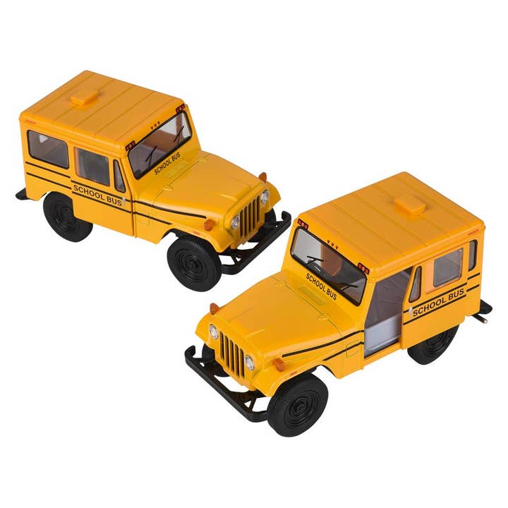 The Toy Network - Wholesale Toy Car/Truck - Kids - 5" Diecast Pull Back 1971 Jeep Dj-5B School Bus 12/Disp