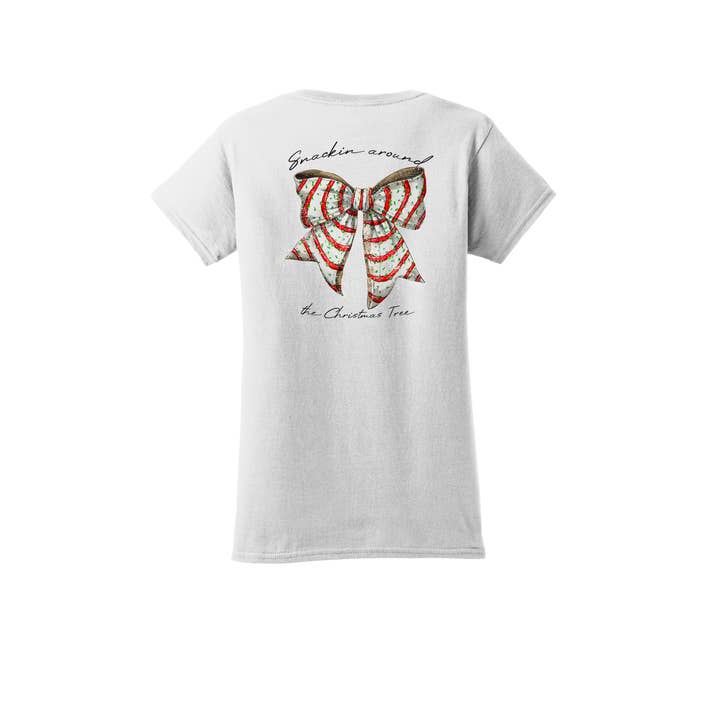 Snackin Around The Christmas Tree Bow Christmas Womens T-Shirt for wholesale by Turnmeyers